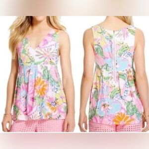 Lilly Pulitzer for Target Colorful Floral Sleeveless Blouse